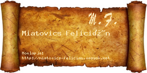 Miatovics Felicián névjegykártya